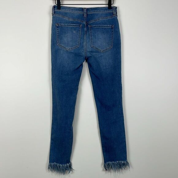 Free People Frayed Hem Distressed Blue Jeans Women’s 27 Skinny Boho Stretch - Picture 6 of 8